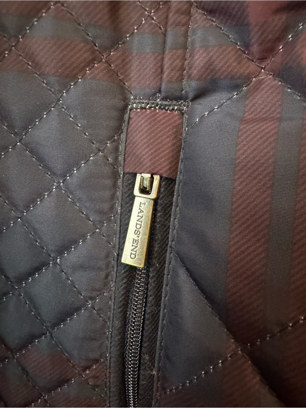 Lands End Quilted Plaid Longline Jacket - Purple - Picture 7 of 8